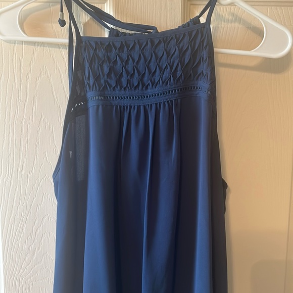 Navy sleeveless, tie back, tank top. Size L. - Picture 1 of 5